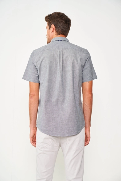 Camisa Manga Curta Essential Slim Azul