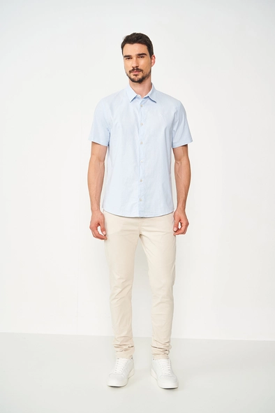 Camisa Manga Curta Essential Slim Azul