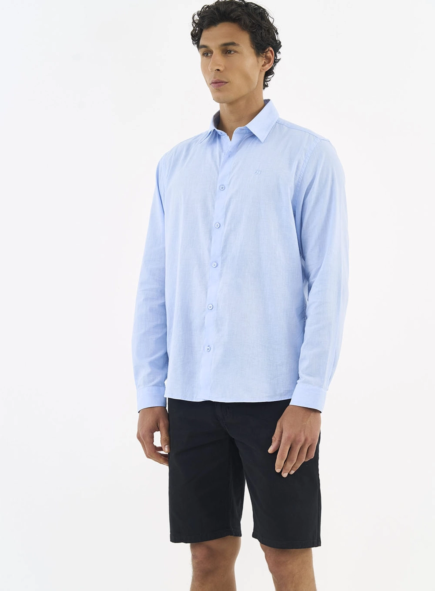 Camisa Masculina Linho E Algodão