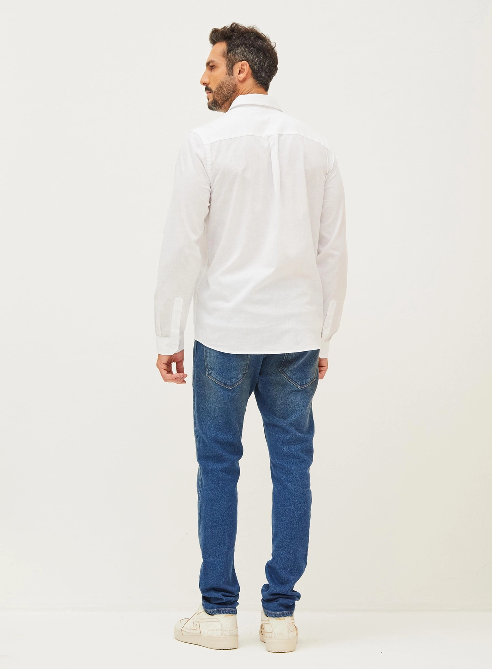 Camisa Masculina Linho E Algodão Branco