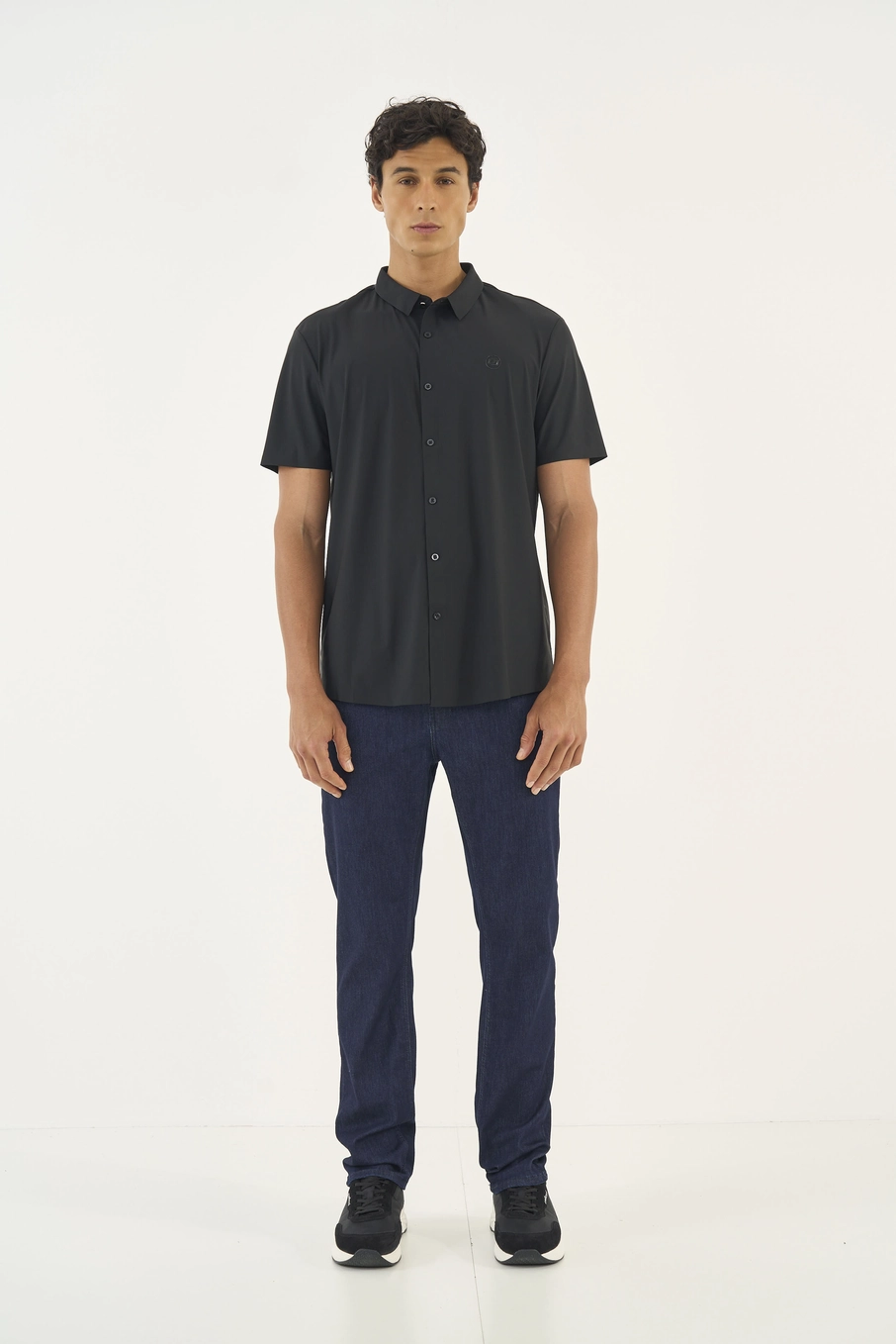 Camisa Manga Curta Flex Poliamida Preto