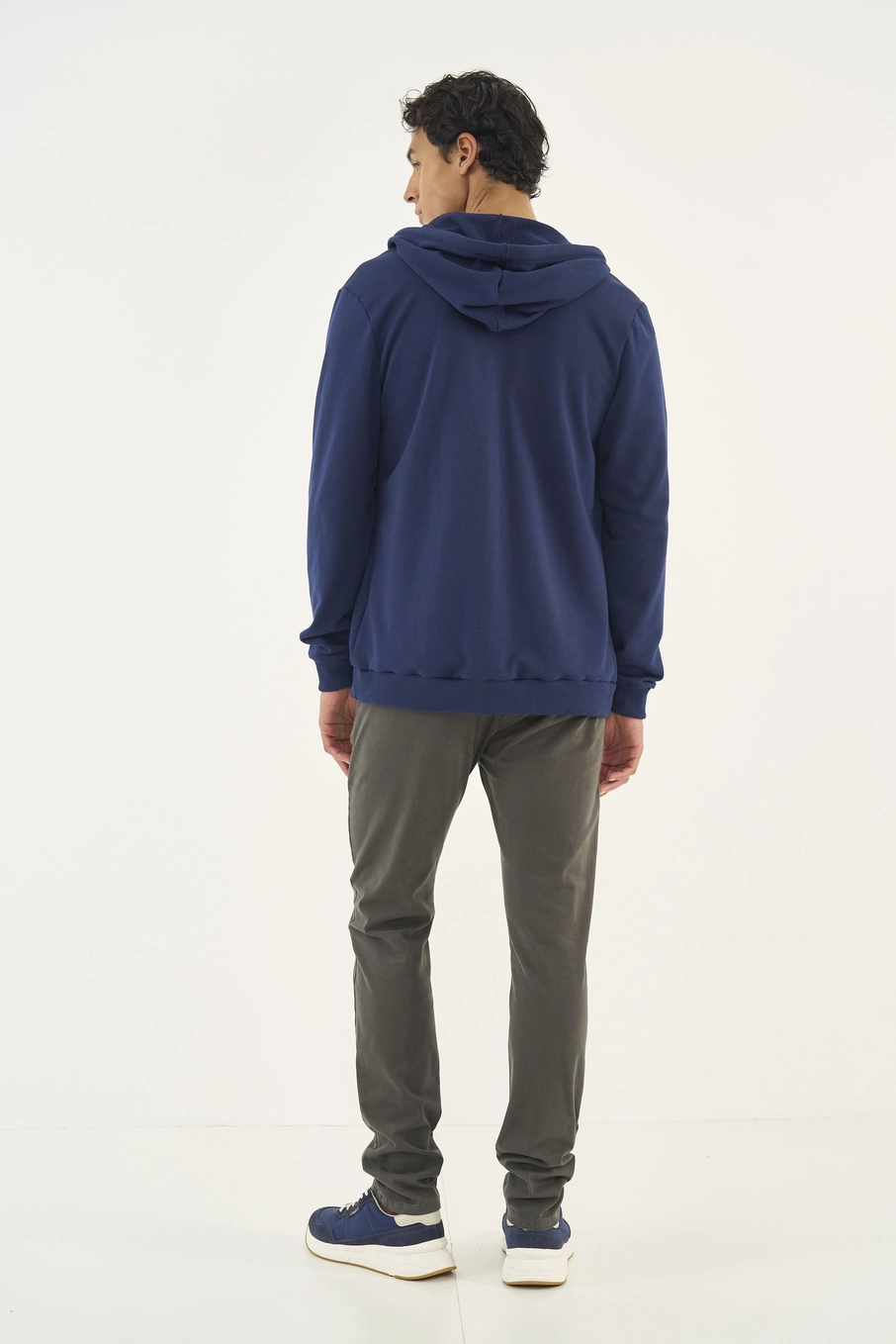 Jaqueta Slim De Moletom Com Capuz Azul