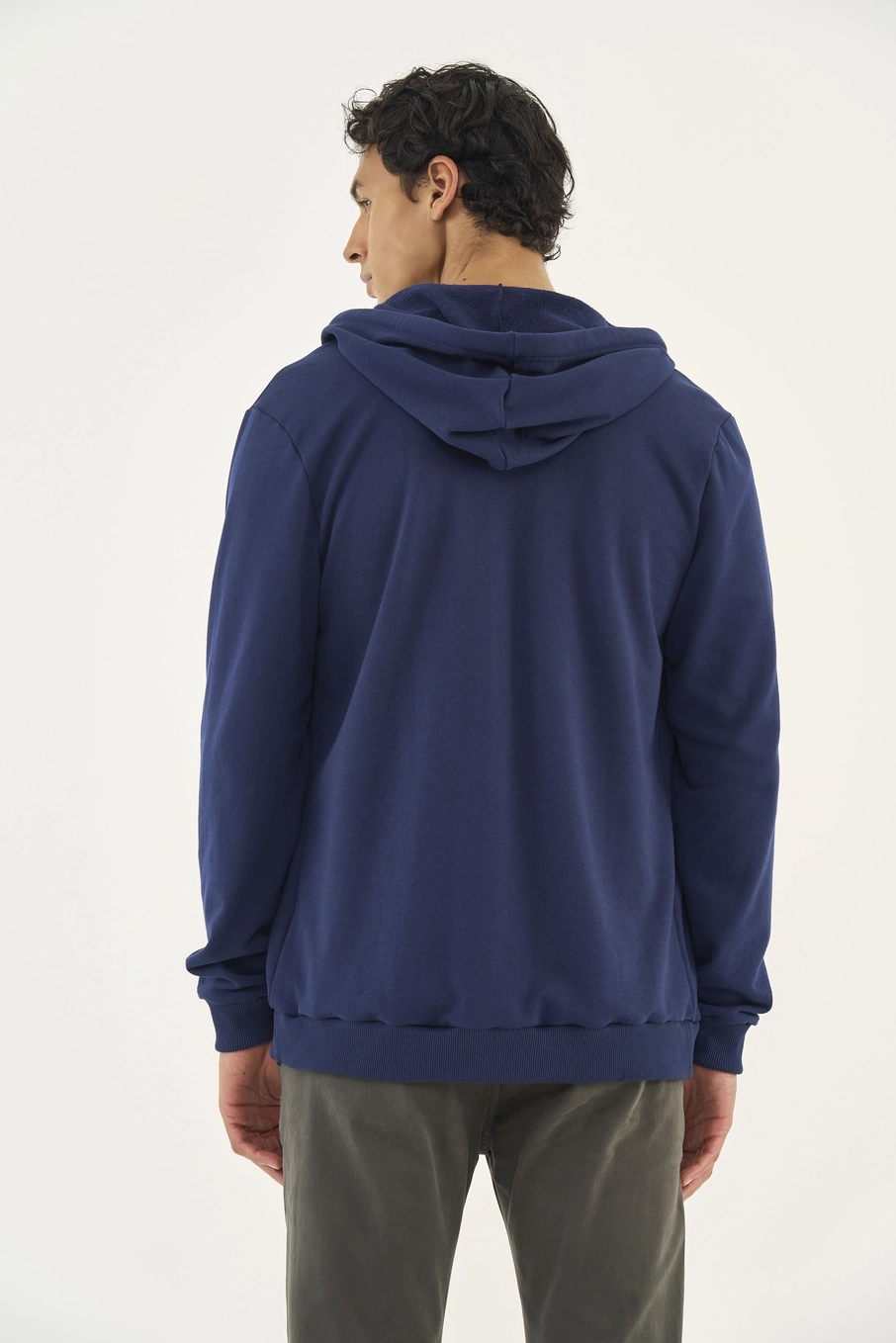Jaqueta Slim De Moletom Com Capuz Azul