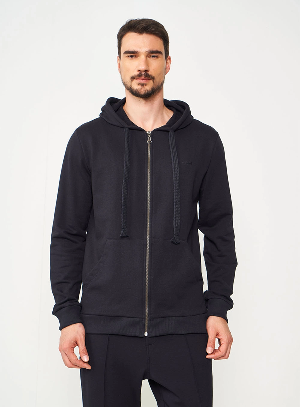 Jaqueta Slim De Moletom Com Capuz Preto