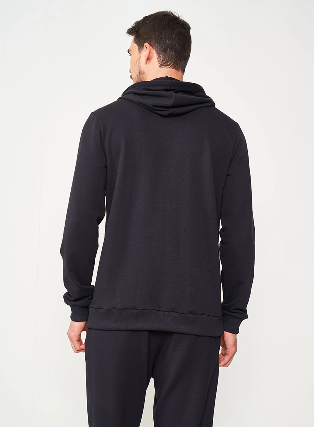 Jaqueta Slim De Moletom Com Capuz Preto