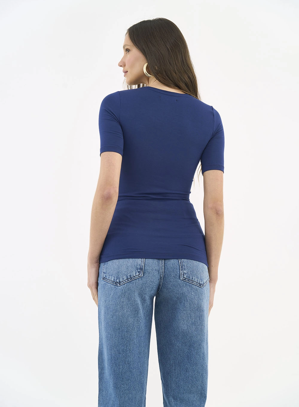 Camiseta Feminina Slim Viscose Azul Darkness