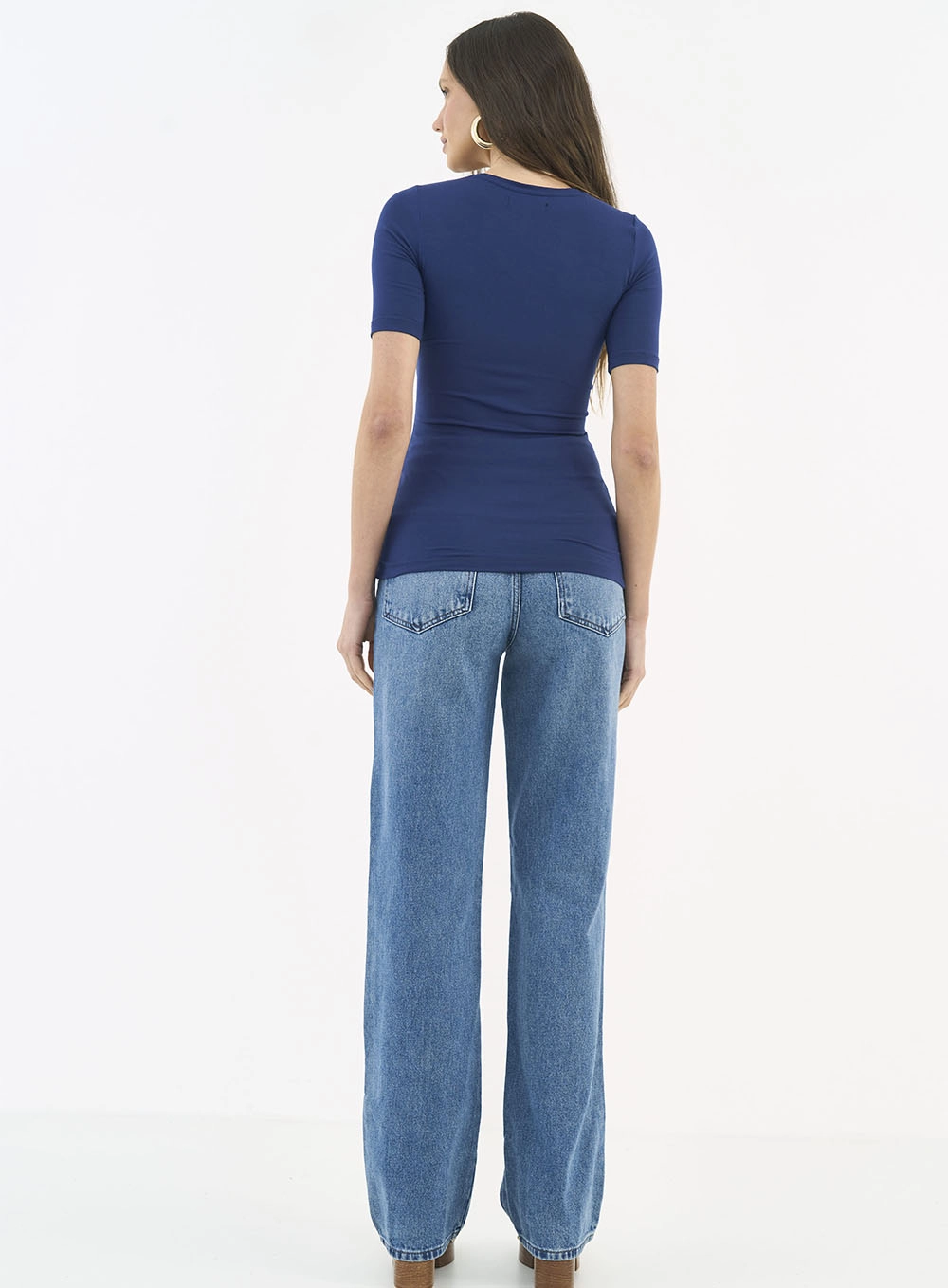 Camiseta Feminina Slim Viscose Azul Darkness