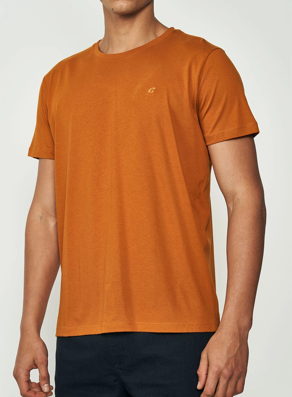 Camiseta Masculina Essential Algodão - Pima Amarelo Pumpkin