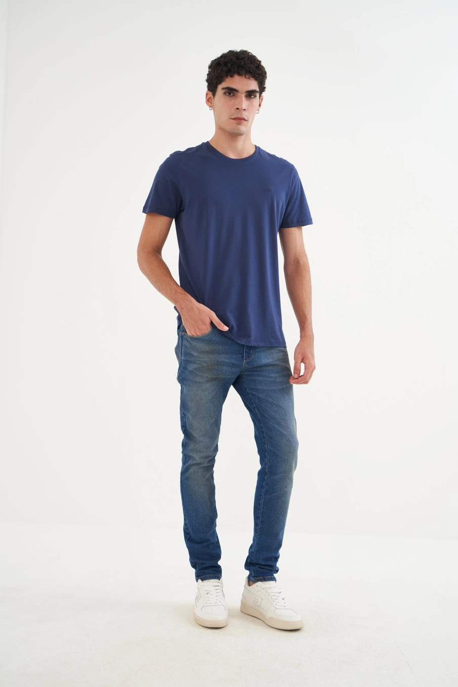 Camiseta Masculina Essential Algodão - Pima Azul Darkness