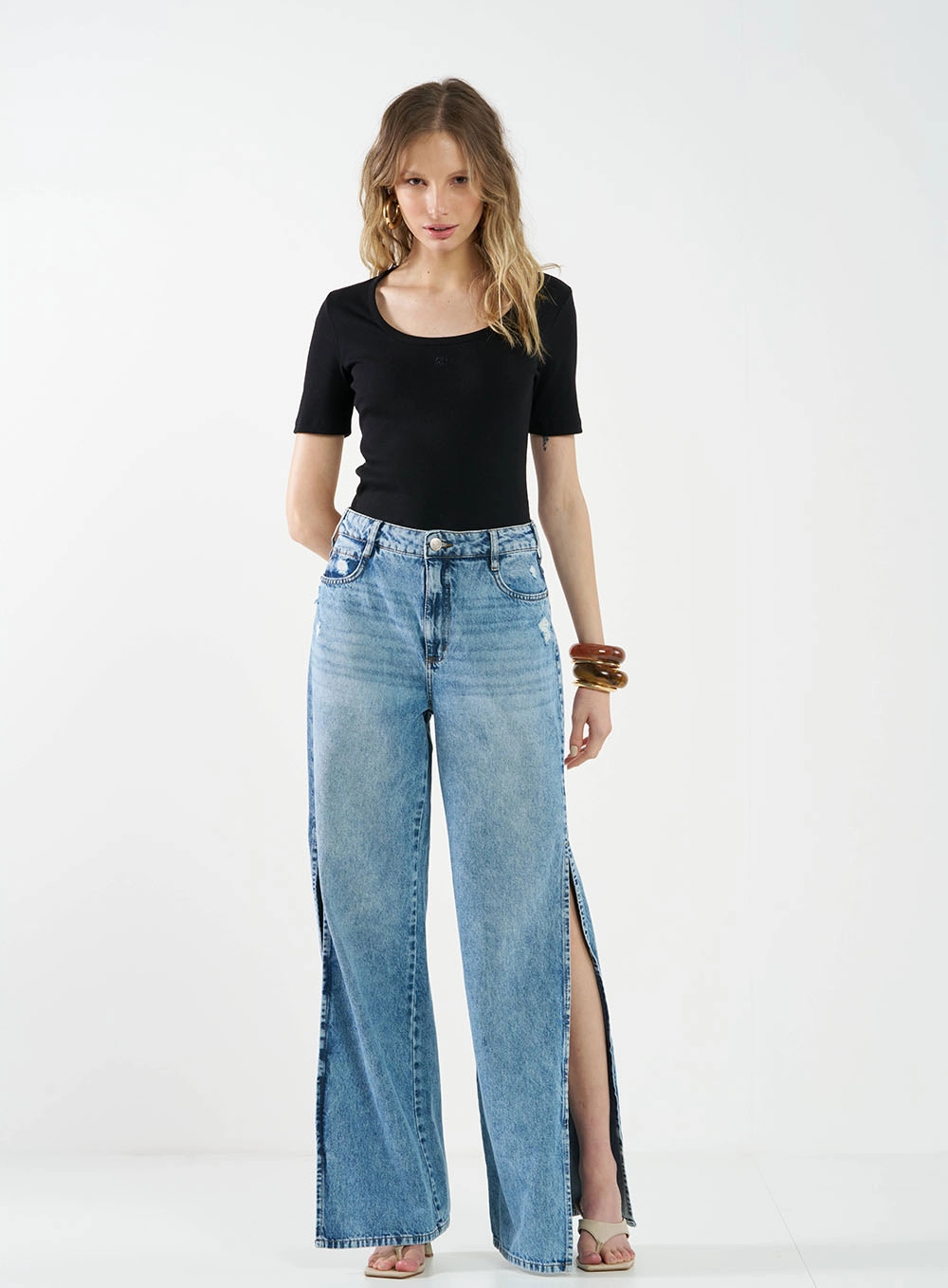Kit 2 Peças Blusa Feminina Slim Algodão Canelada Preto