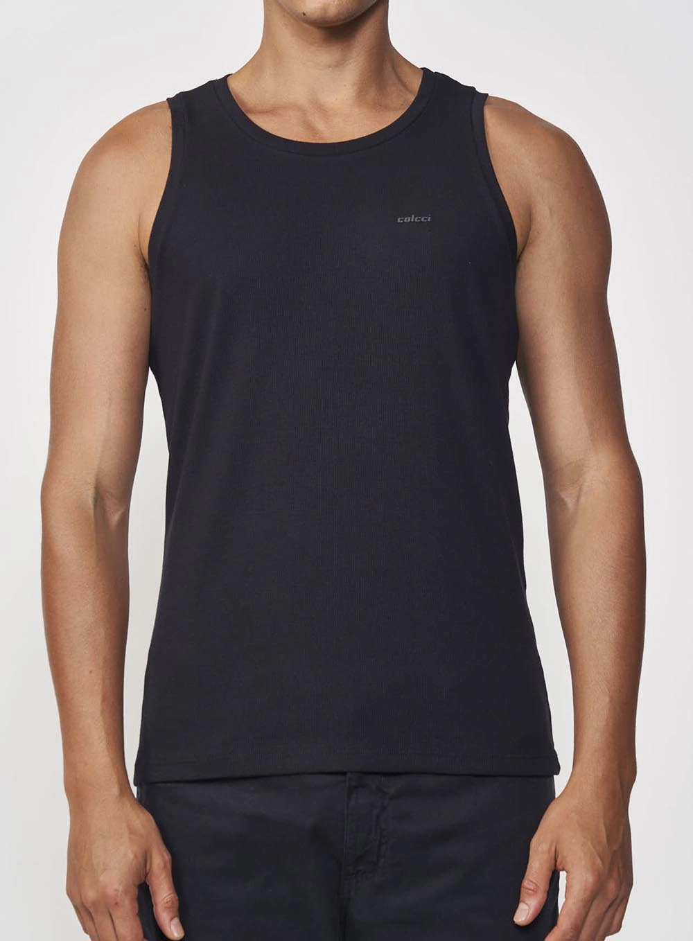 Regata Masculina Essential Algodão Canelada Preto