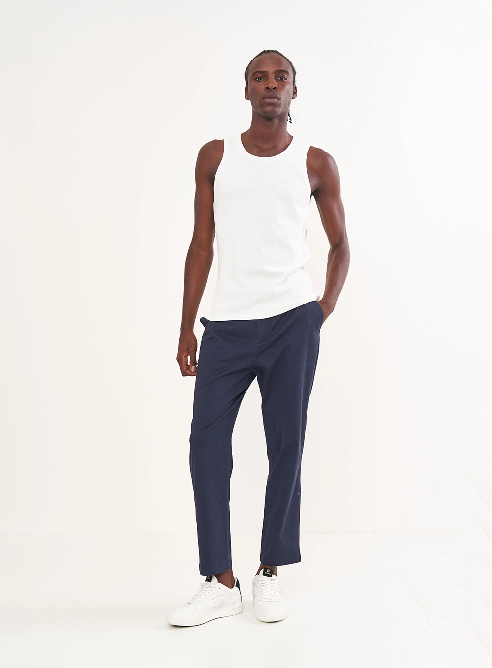 Regata Masculina Essential Algodão Canelada Off Shell