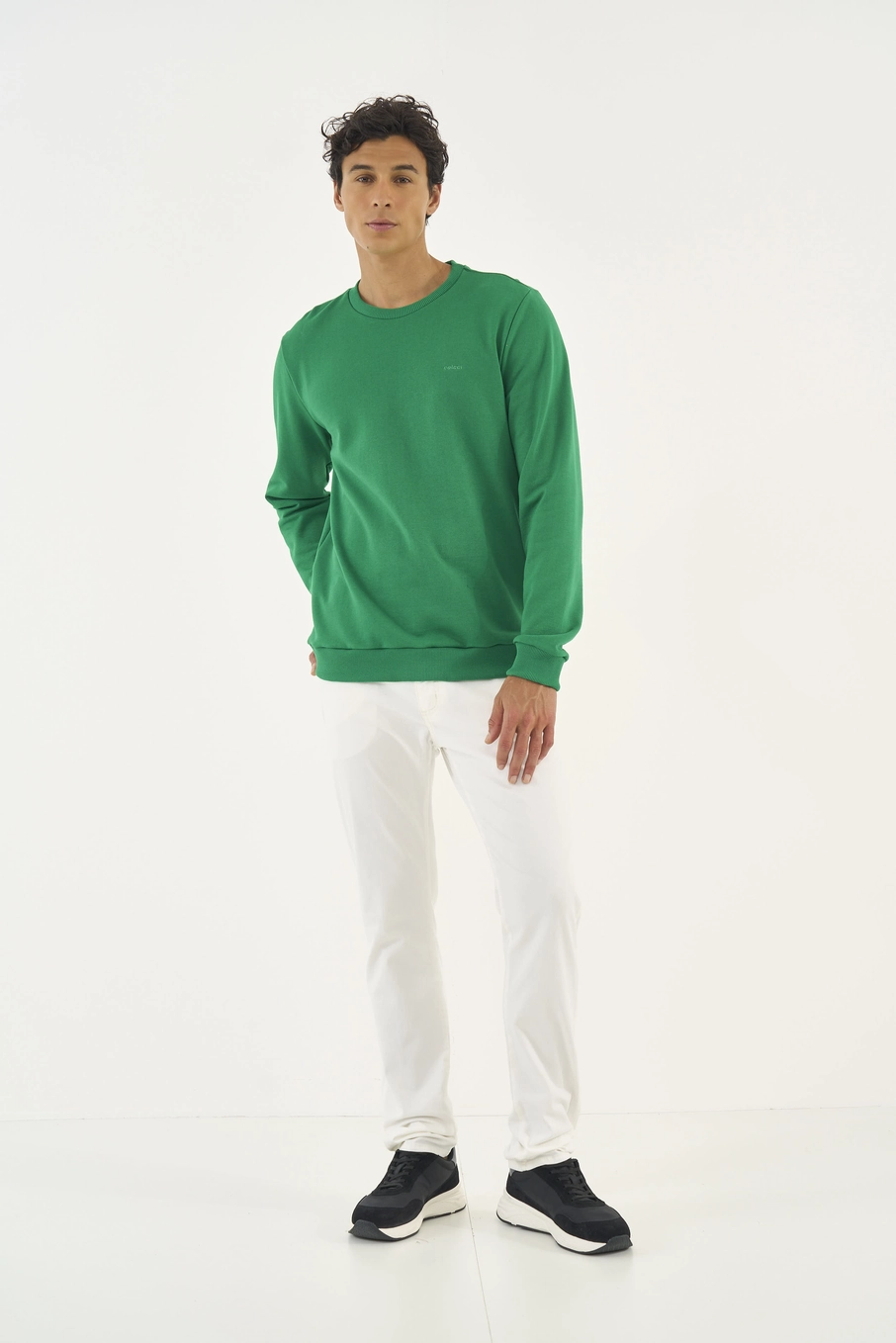 Blusão De Moletom Masculino Essential Gola Careca Verde