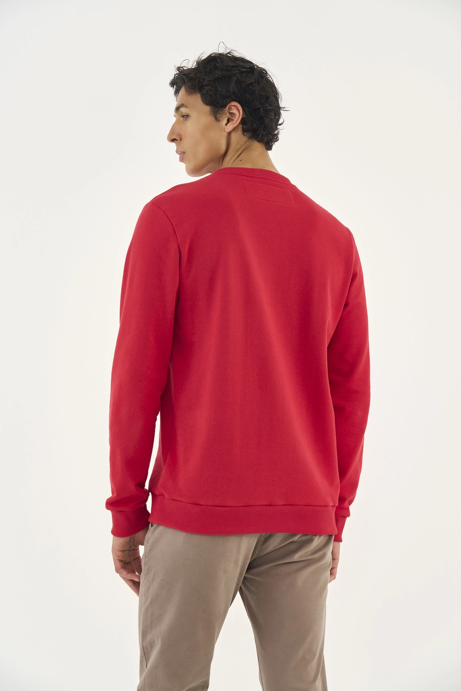 Blusão De Moletom Masculino Essential Gola Careca Vermelho