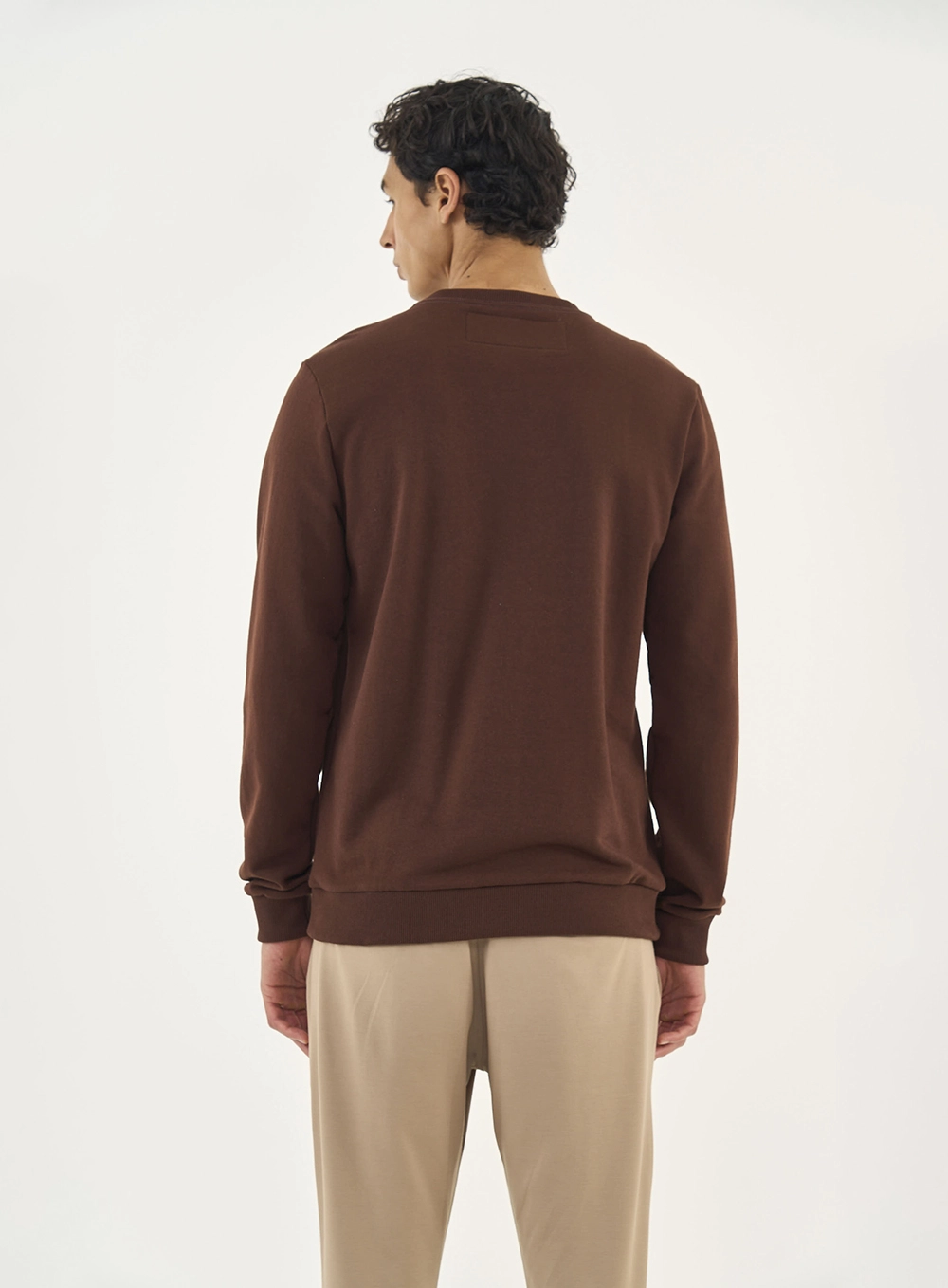 Blusão De Moletom Masculino Essential Gola Careca Marrom