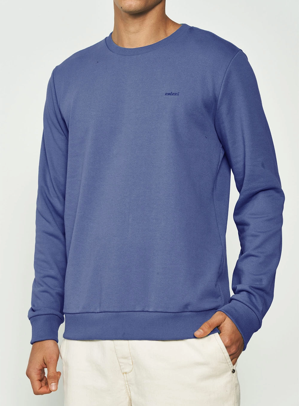 Blusão De Moletom Masculino Essential Gola Careca Azul Darkness