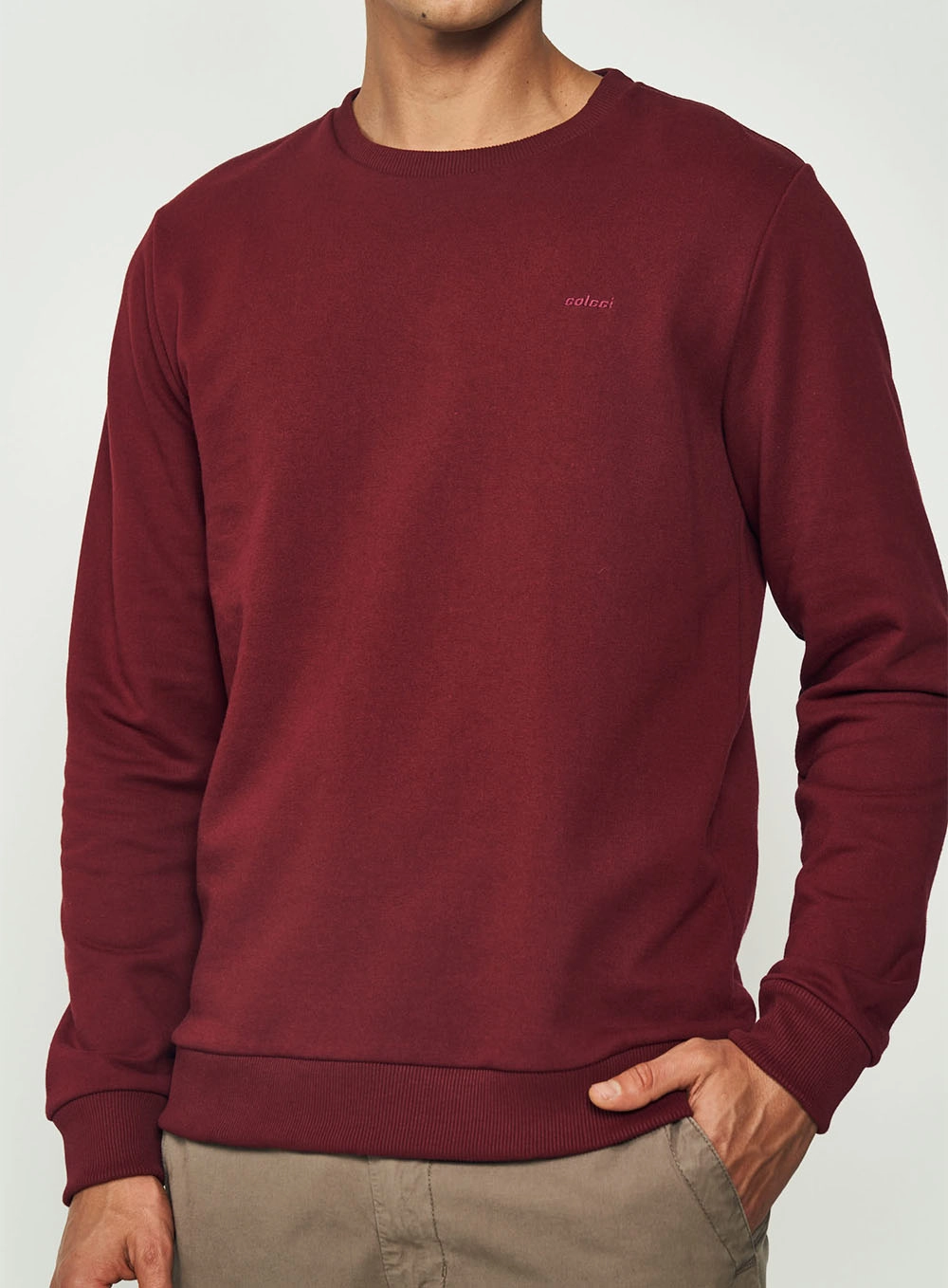 Blusão De Moletom Masculino Essential Gola Careca Bordô