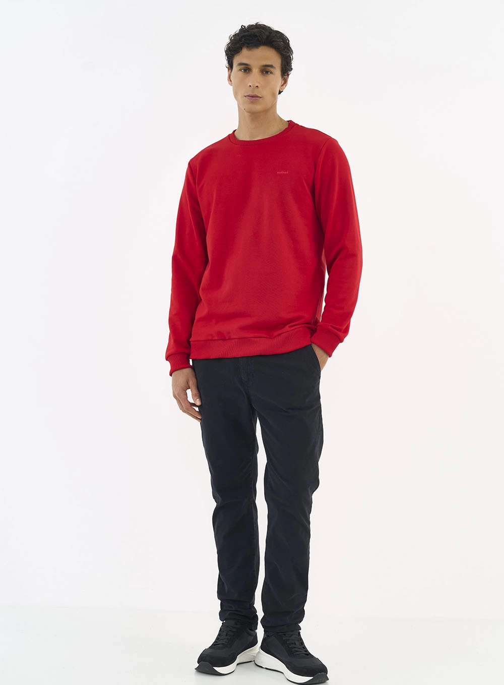 Blusão De Moletom Masculino Essential Gola Careca Vermelho