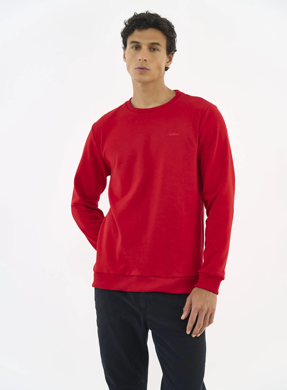 Blusão De Moletom Masculino Essential Gola Careca Vermelho
