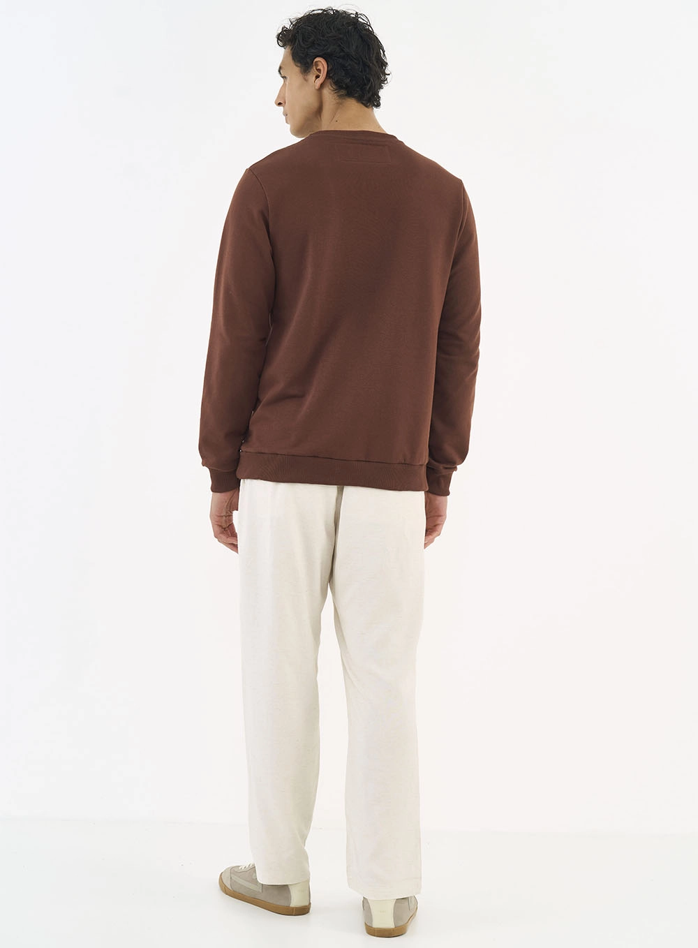 Blusão De Moletom Masculino Essential Gola Careca Marrom