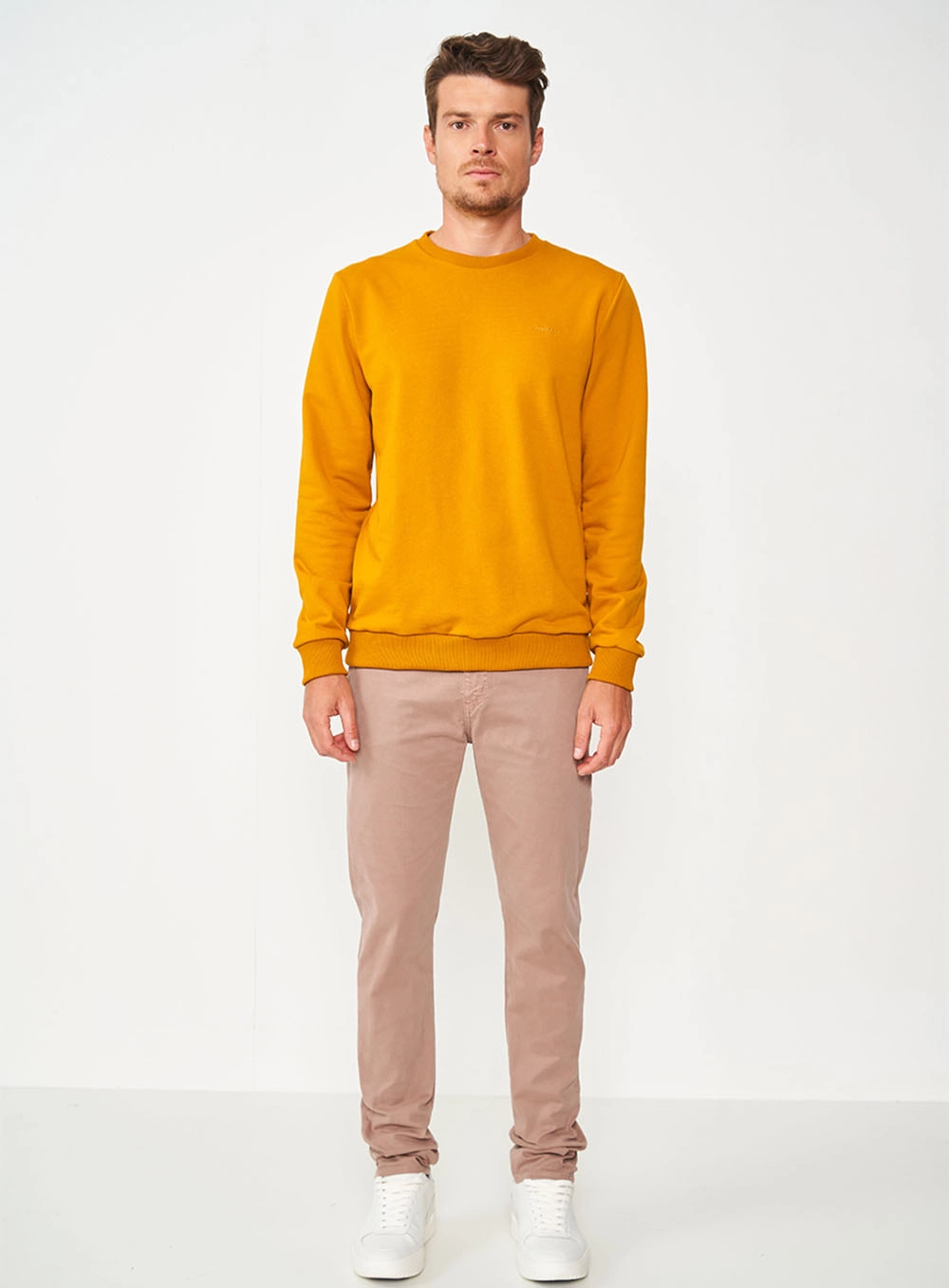 Blusão De Moletom Masculino Essential Gola Careca Amarelo