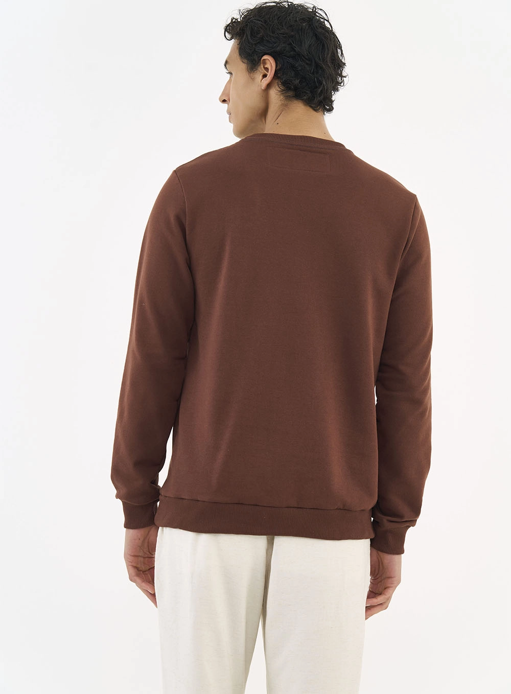 Blusão De Moletom Masculino Essential Gola Careca Marrom