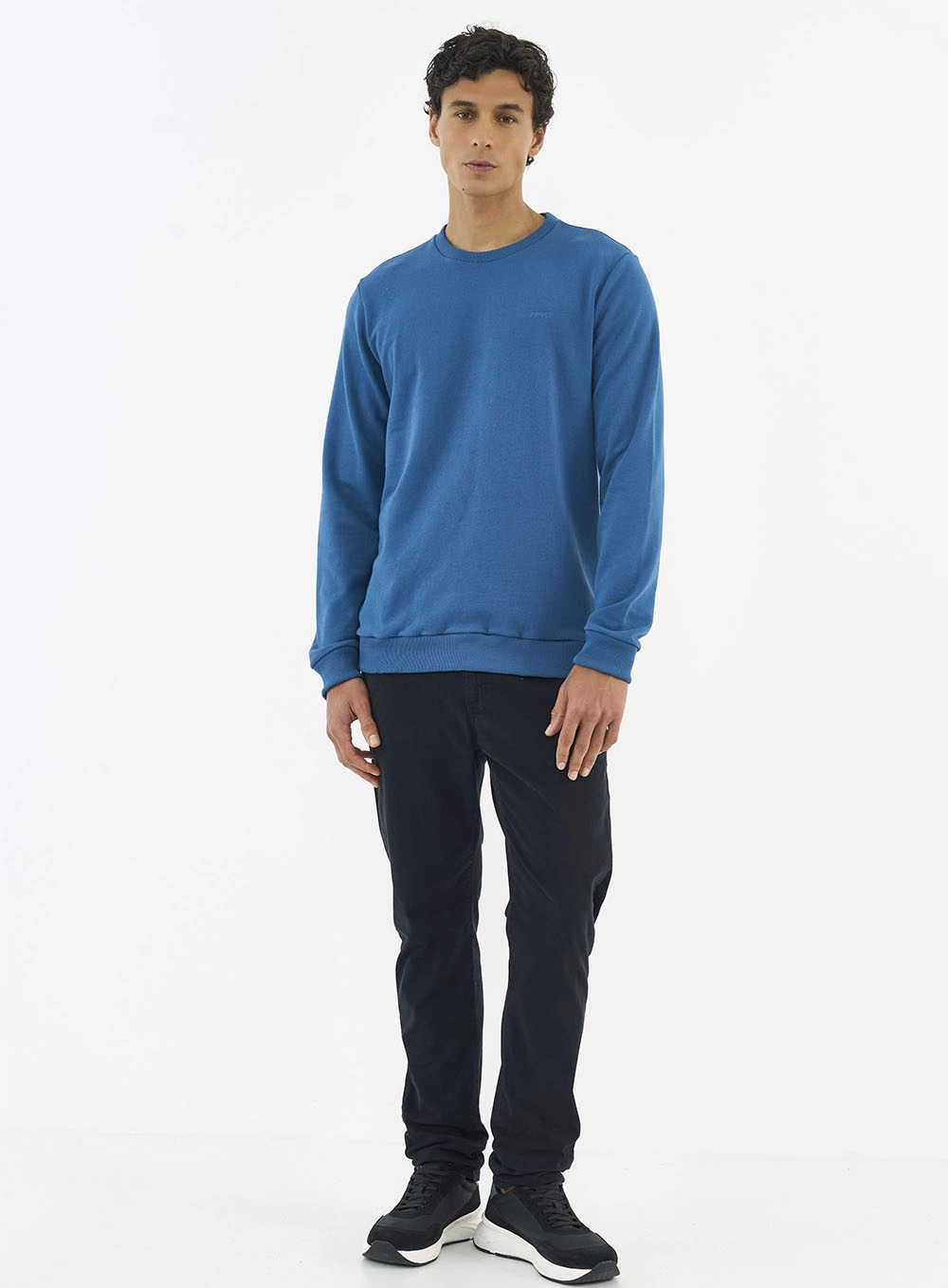 Blusão De Moletom Masculino Essential Gola Careca Azul