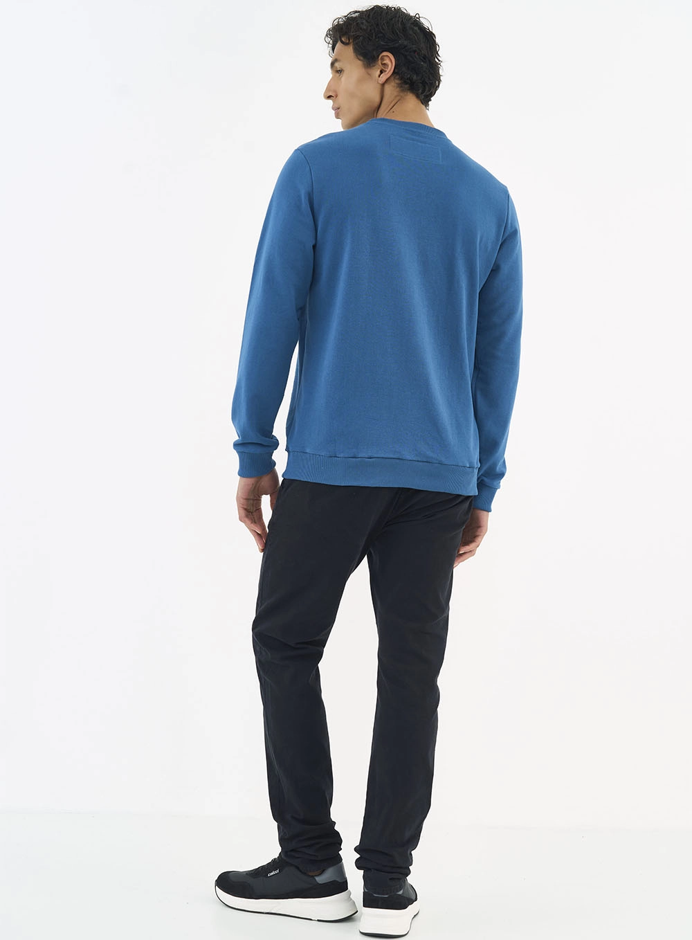 Blusão De Moletom Masculino Essential Gola Careca Azul