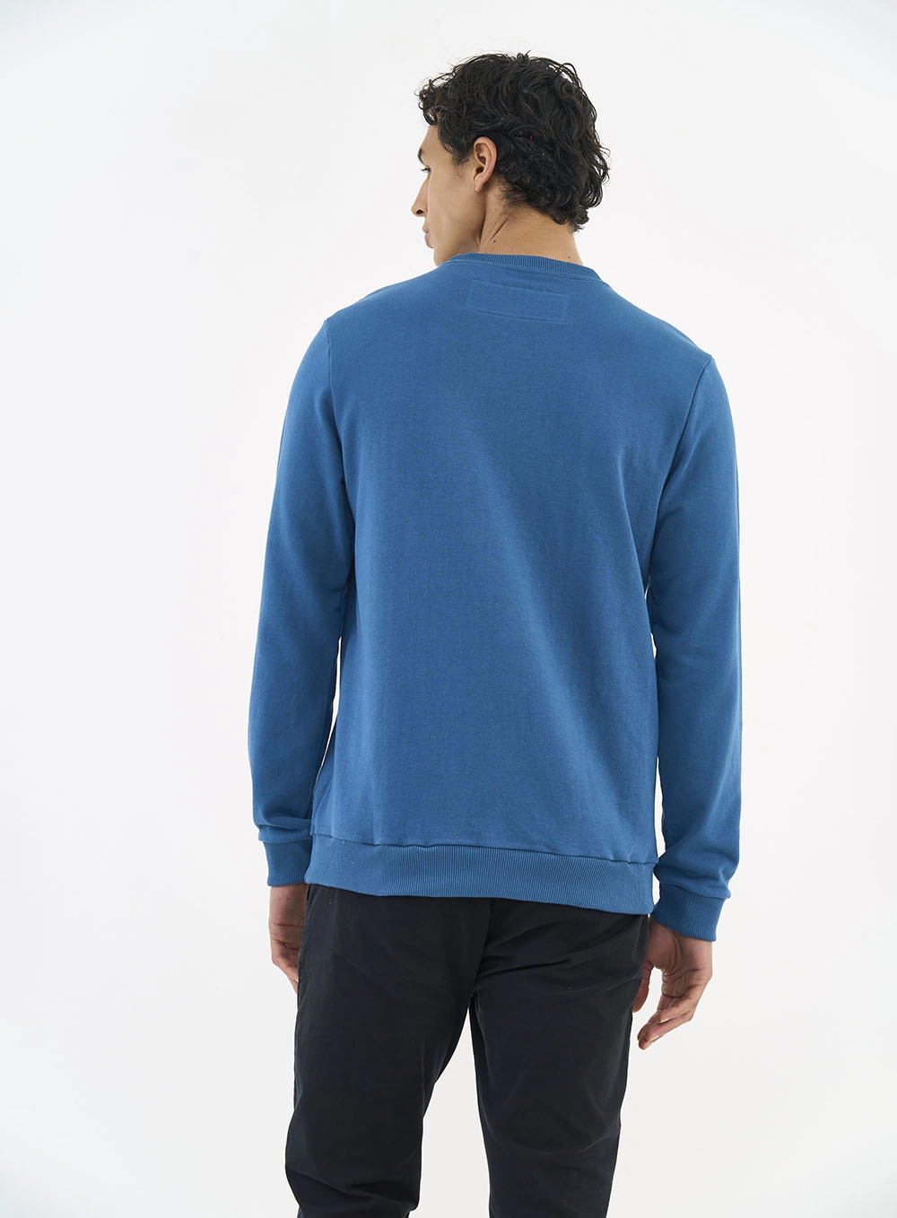 Blusão De Moletom Masculino Essential Gola Careca Azul