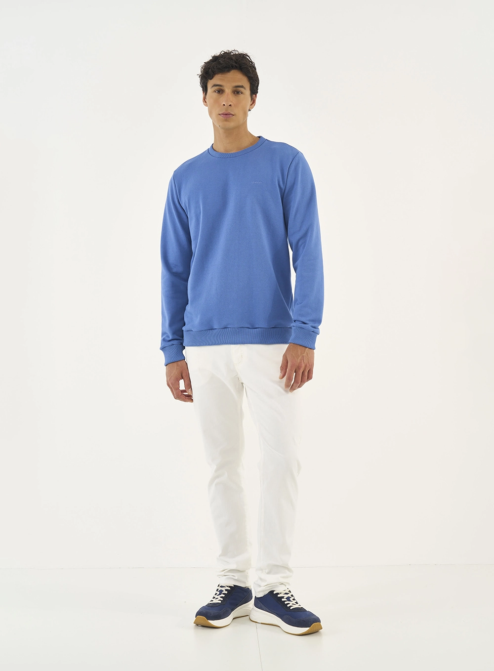 Blusão De Moletom Masculino Essential Gola Careca Azul