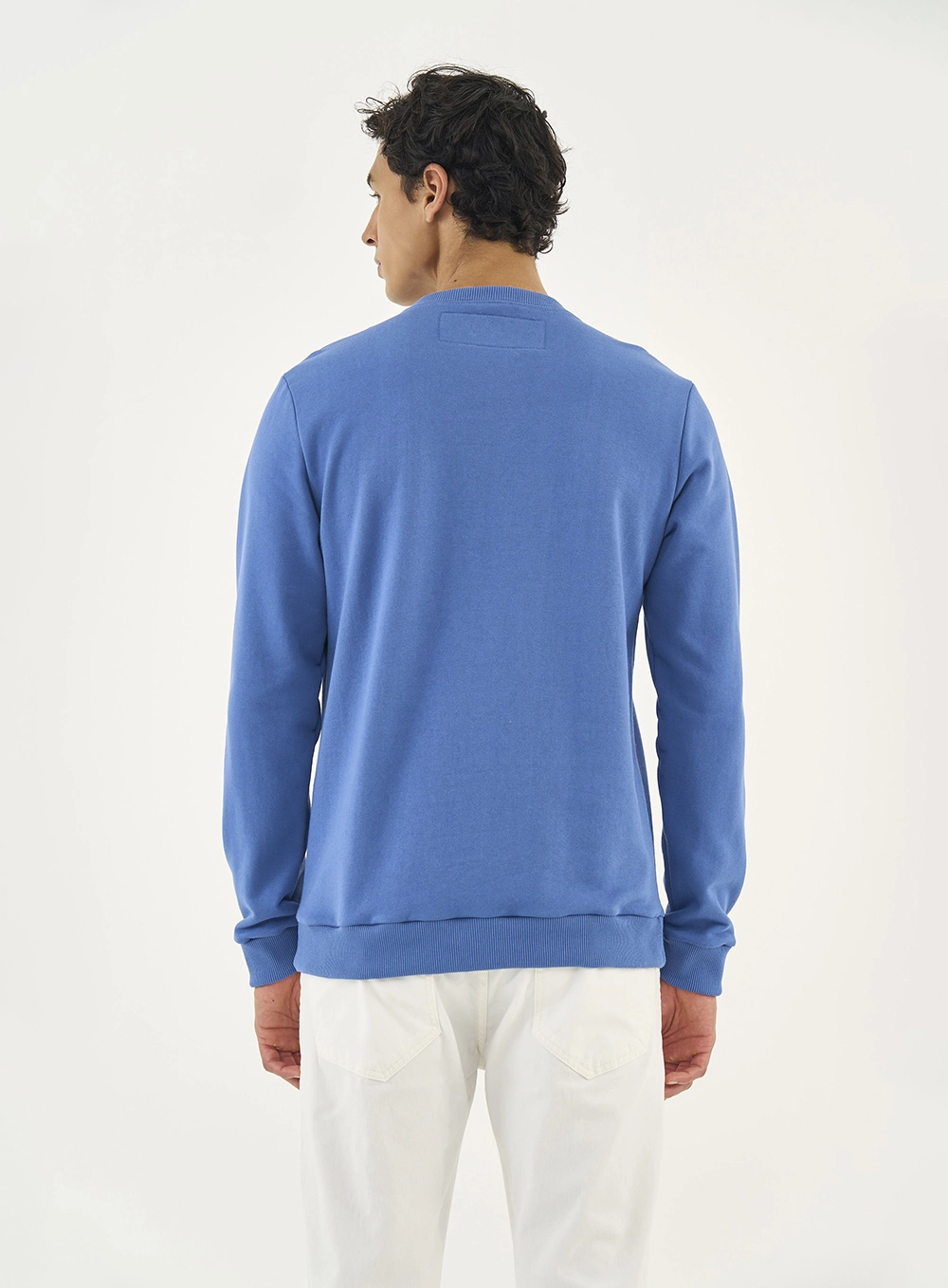 Blusão De Moletom Masculino Essential Gola Careca Azul