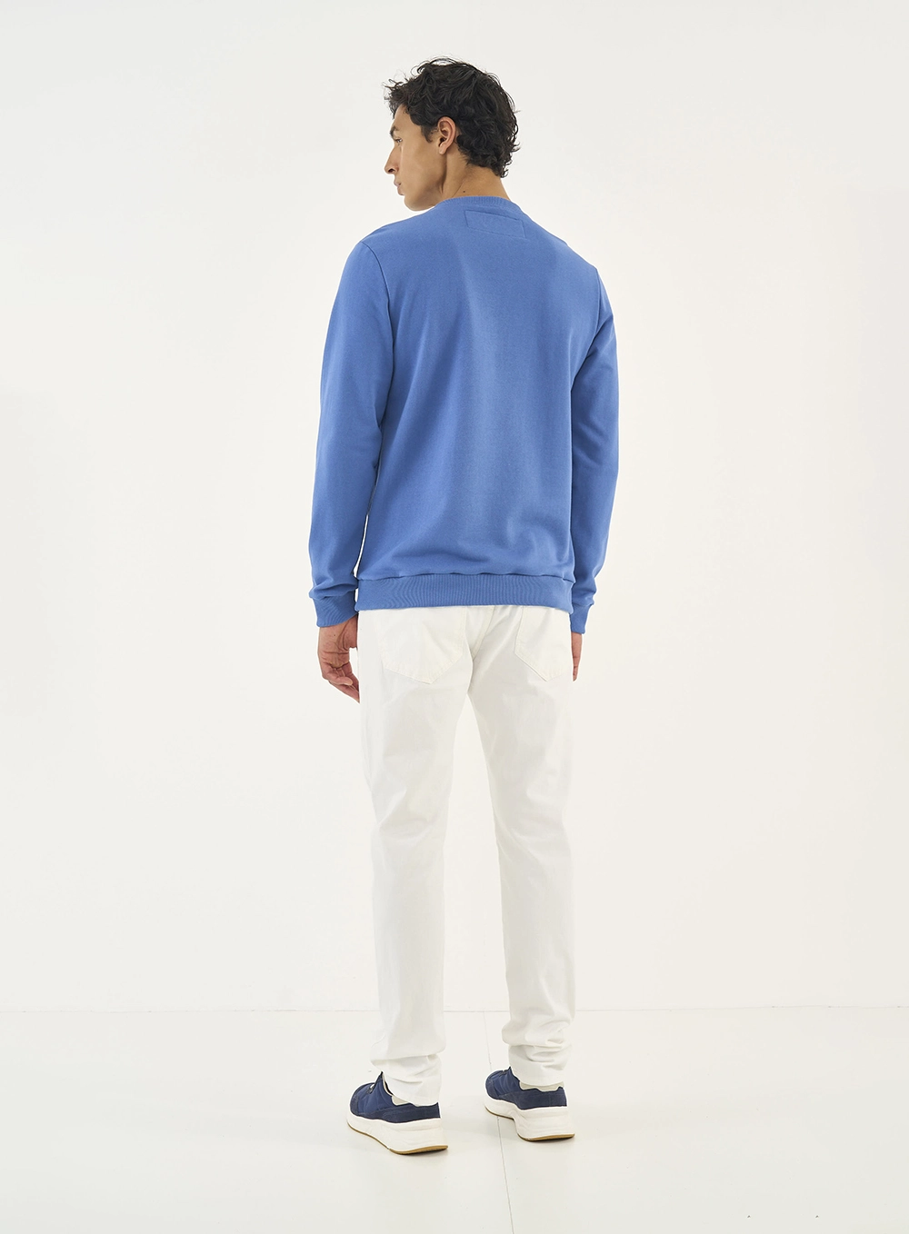 Blusão De Moletom Masculino Essential Gola Careca Azul