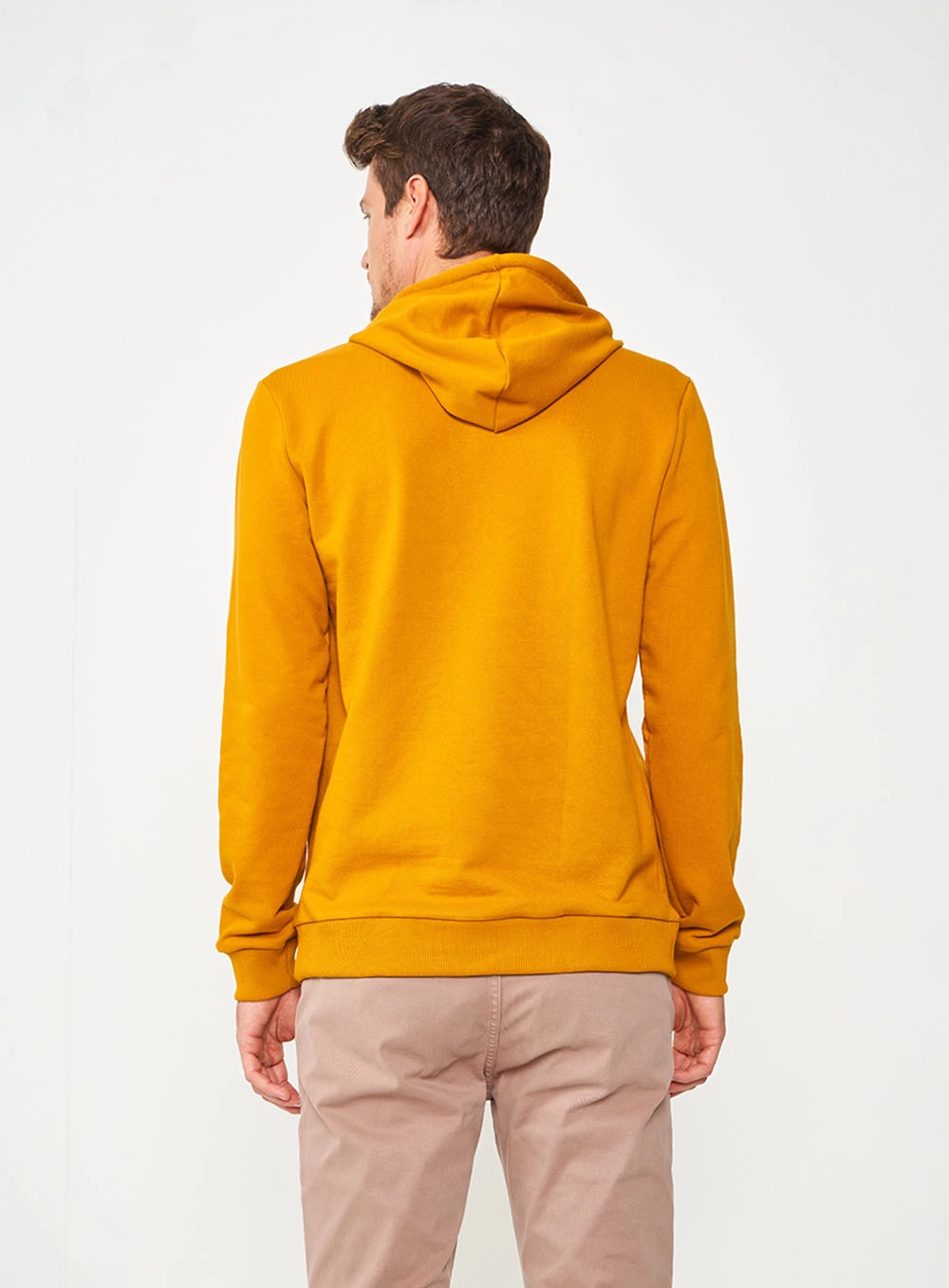 Blusão De Moletom Masculino Com Capuz Amarelo