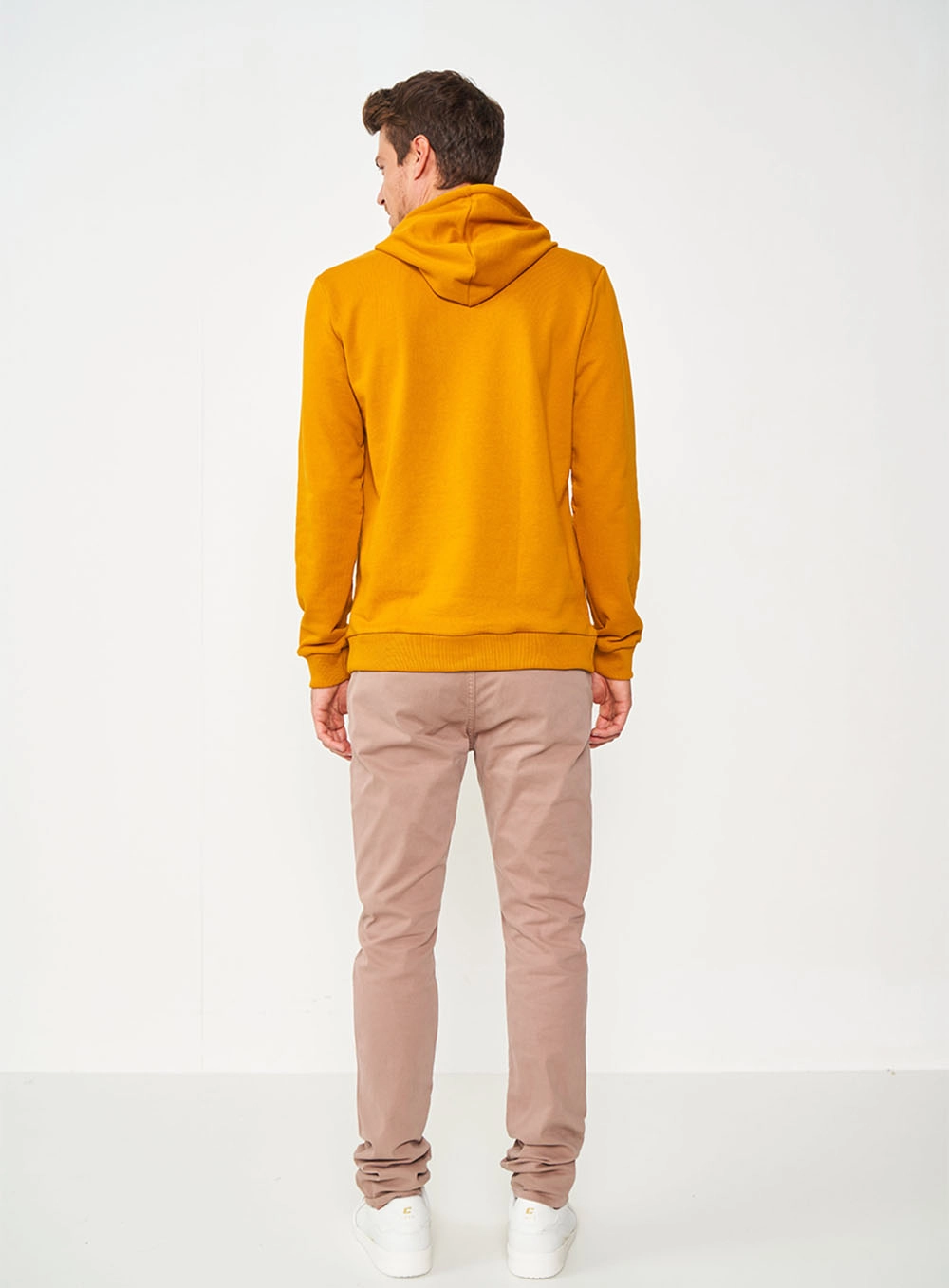 Blusão De Moletom Masculino Com Capuz Amarelo