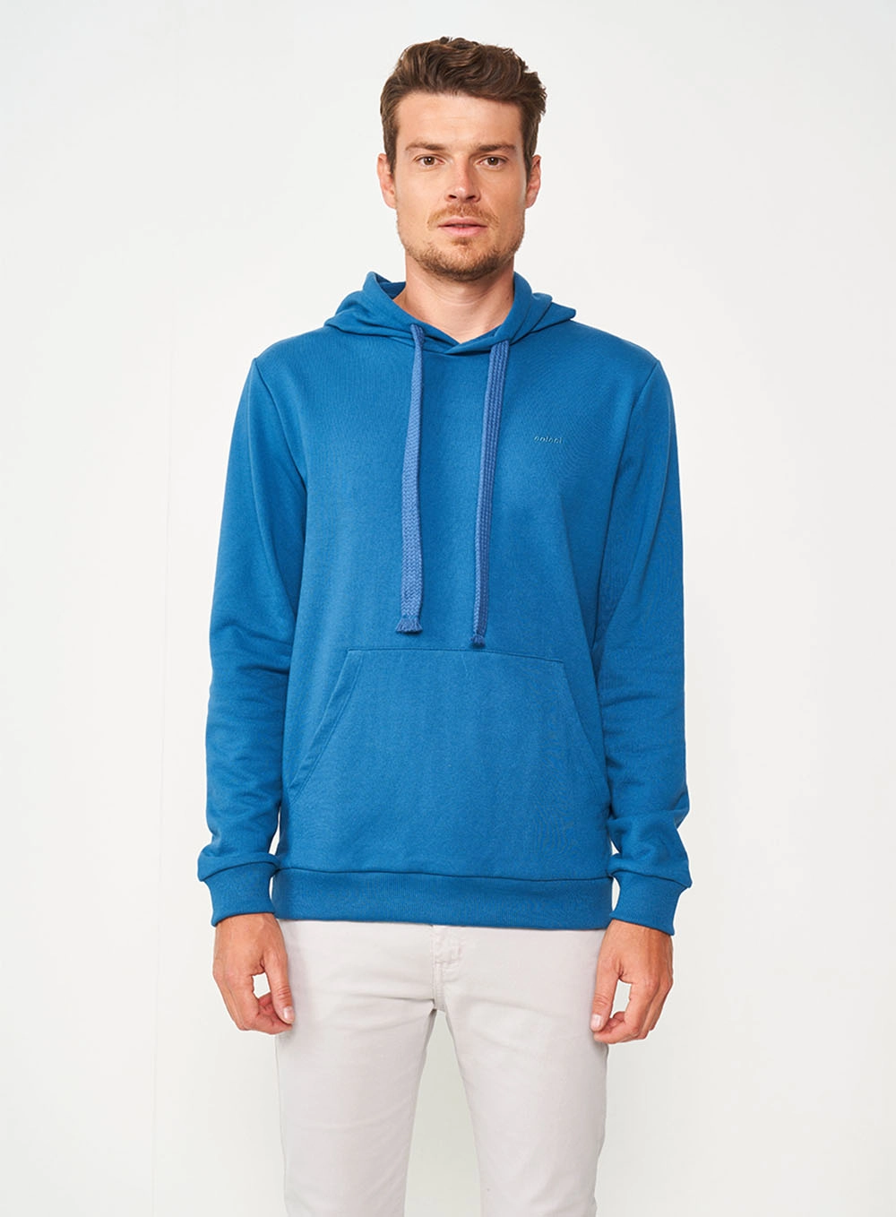 Blusão De Moletom Masculino Com Capuz Azul