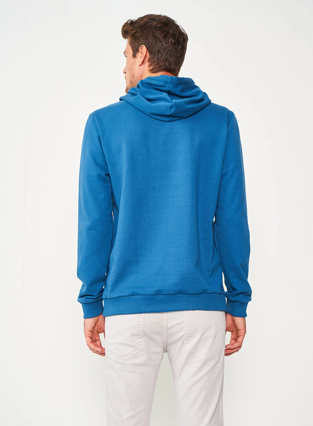 Blusão De Moletom Masculino Com Capuz Azul