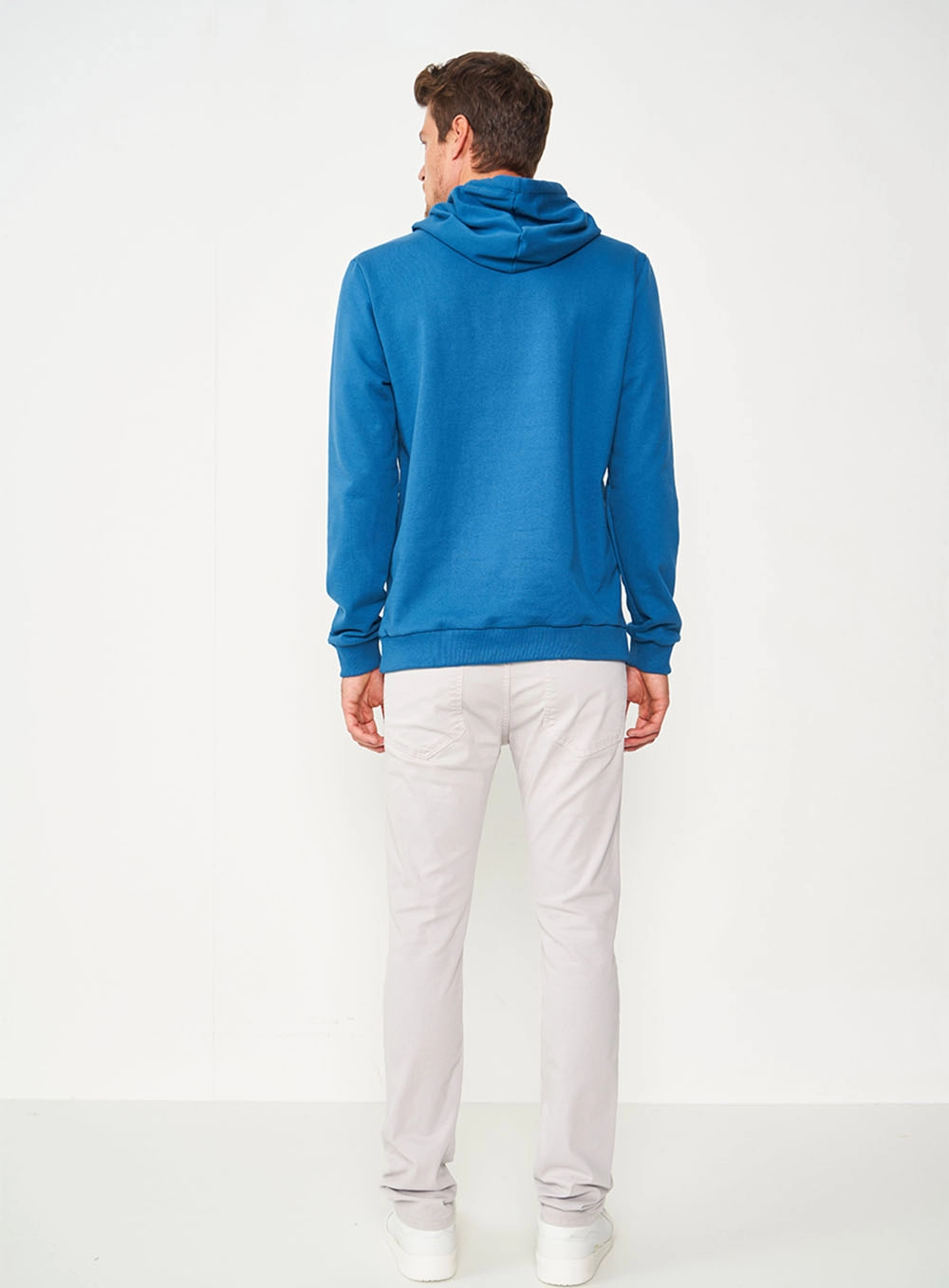 Blusão De Moletom Masculino Com Capuz Azul