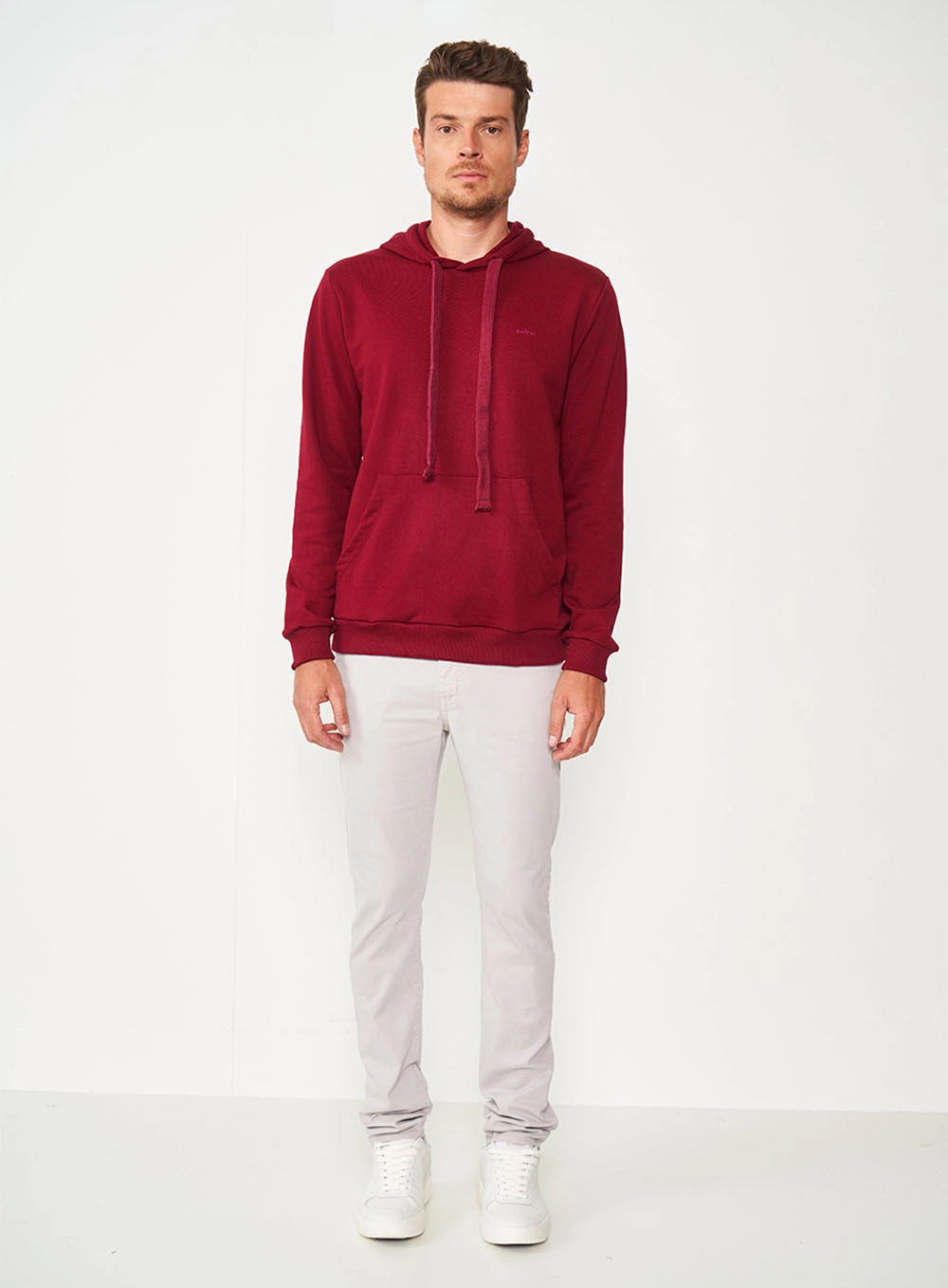 Blusão De Moletom Masculino Com Capuz Vermelho