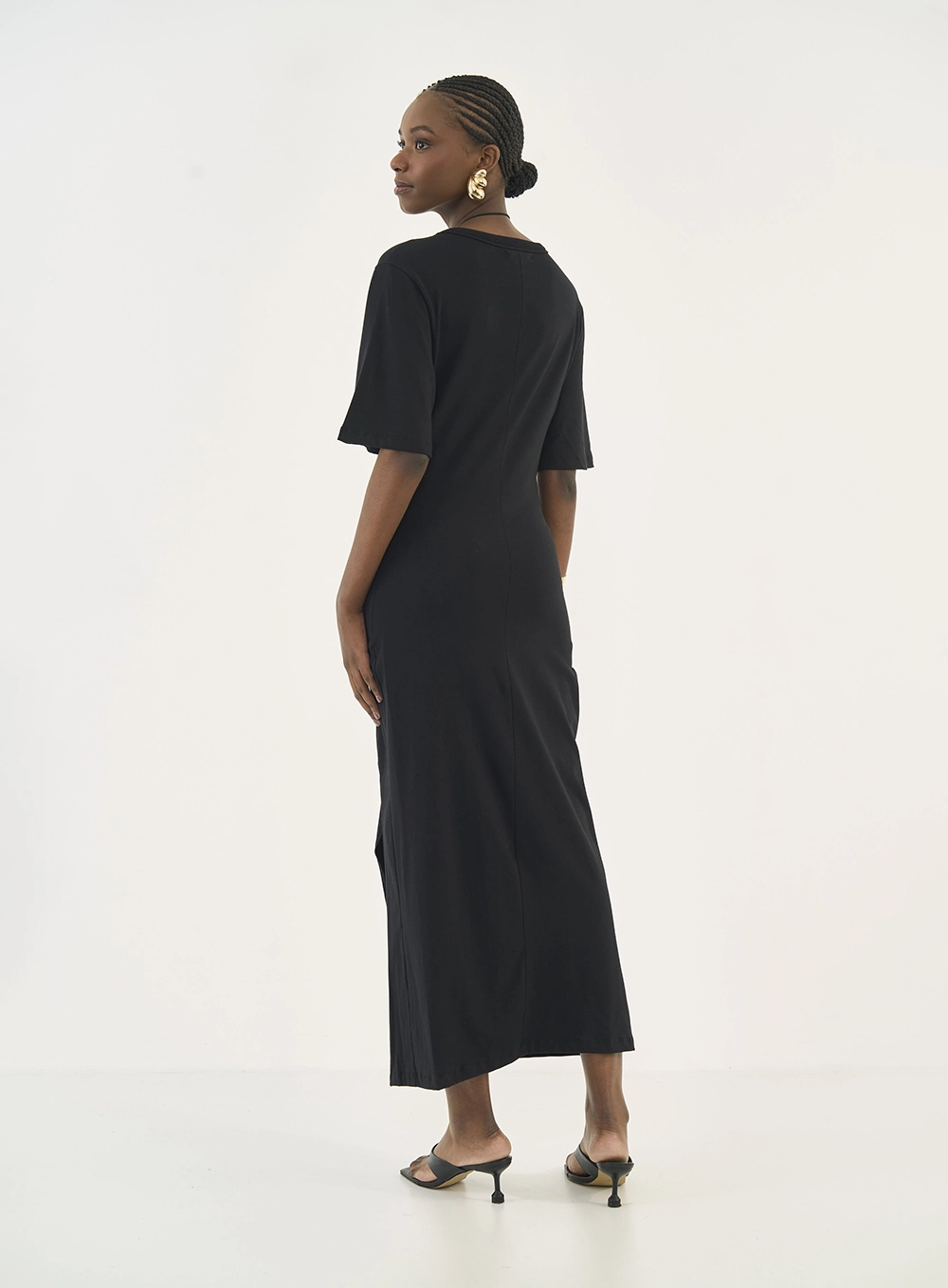 Vestido Midi Essential Algodão Preto