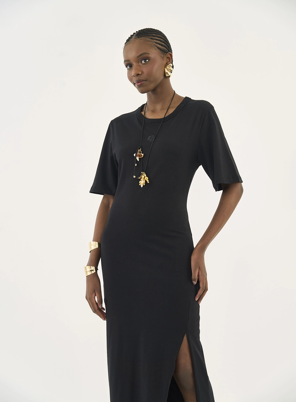 Vestido Midi Essential Algodão Preto