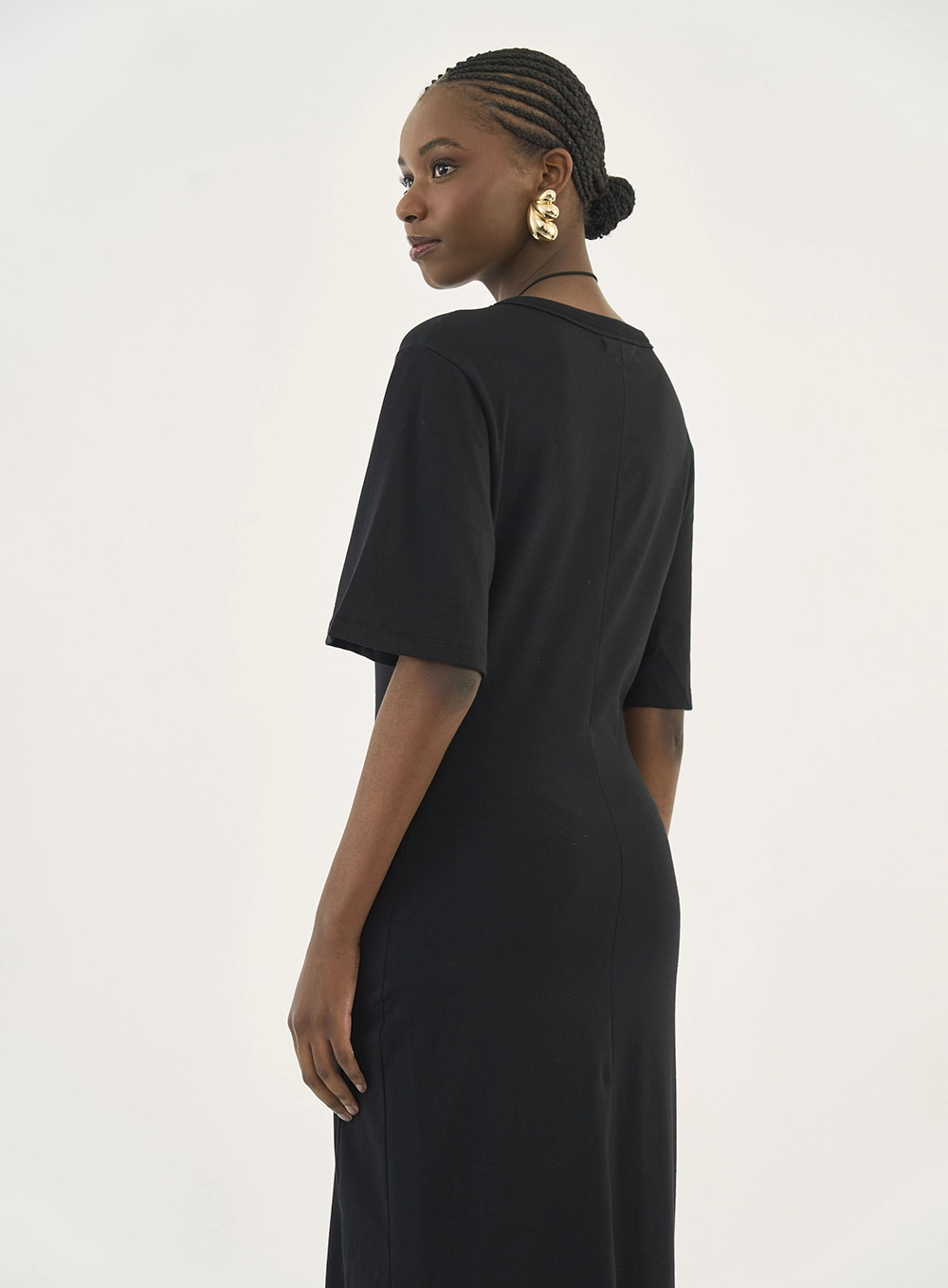 Vestido Midi Essential Algodão Preto