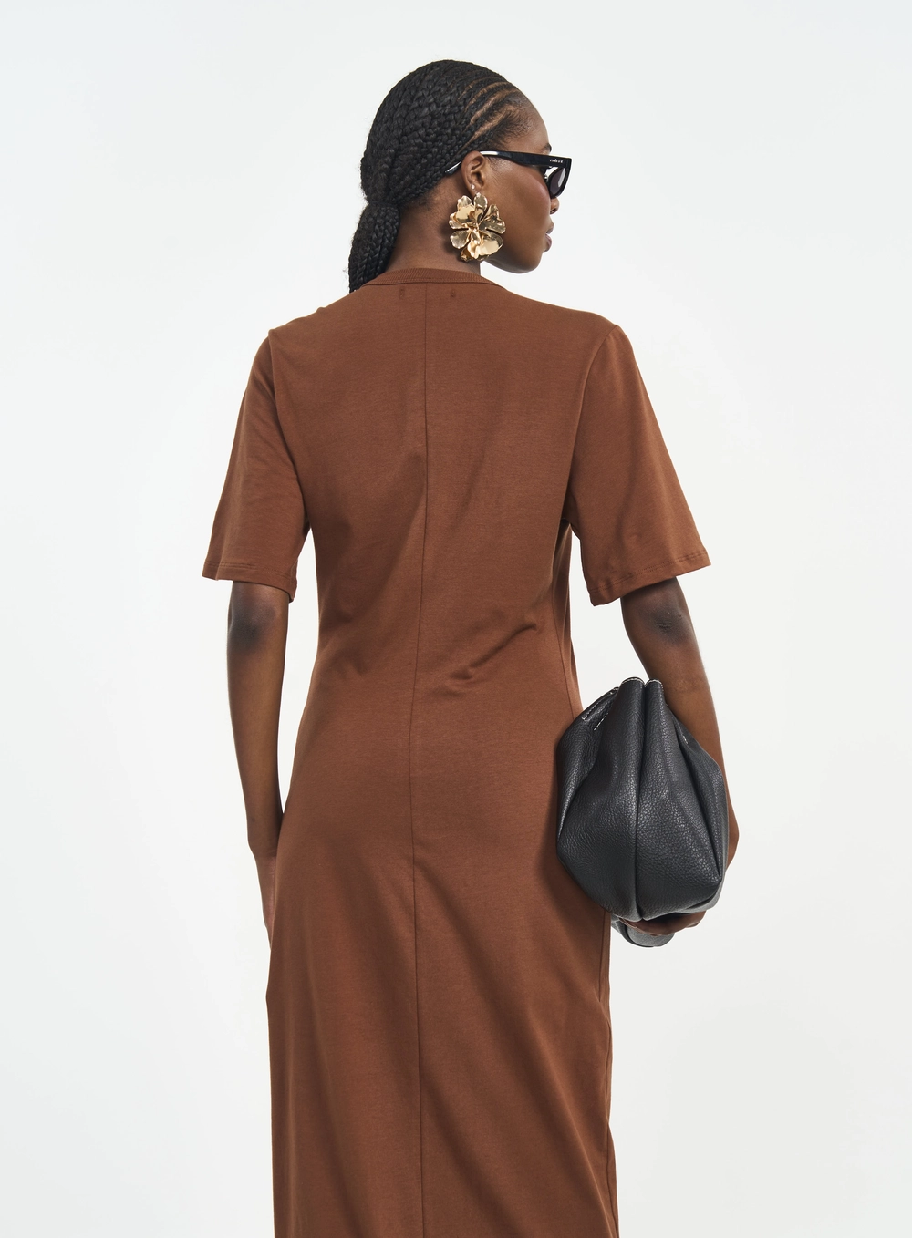 Vestido Midi Essential Algodão Marrom