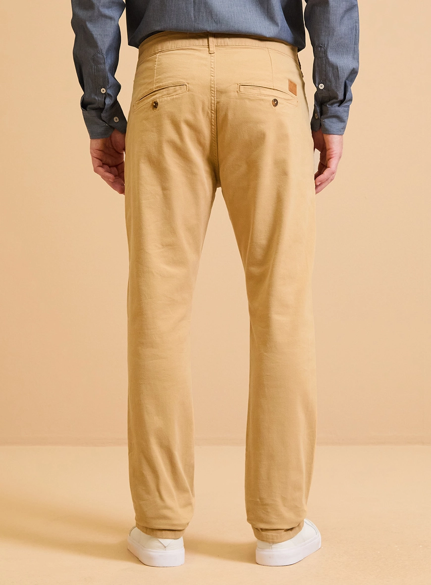 Calça Masculina Sarja Slim Chino Preta - Vitor Bege Soybean