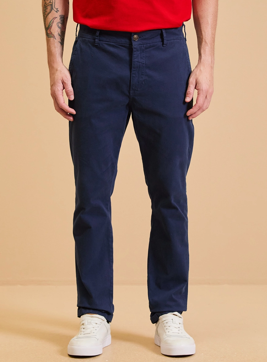 Calça Masculina Sarja Slim Chino Preta - Vitor Azul