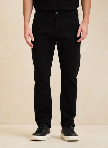 Calça Masculina Sarja Slim Chino Preta - Vitor