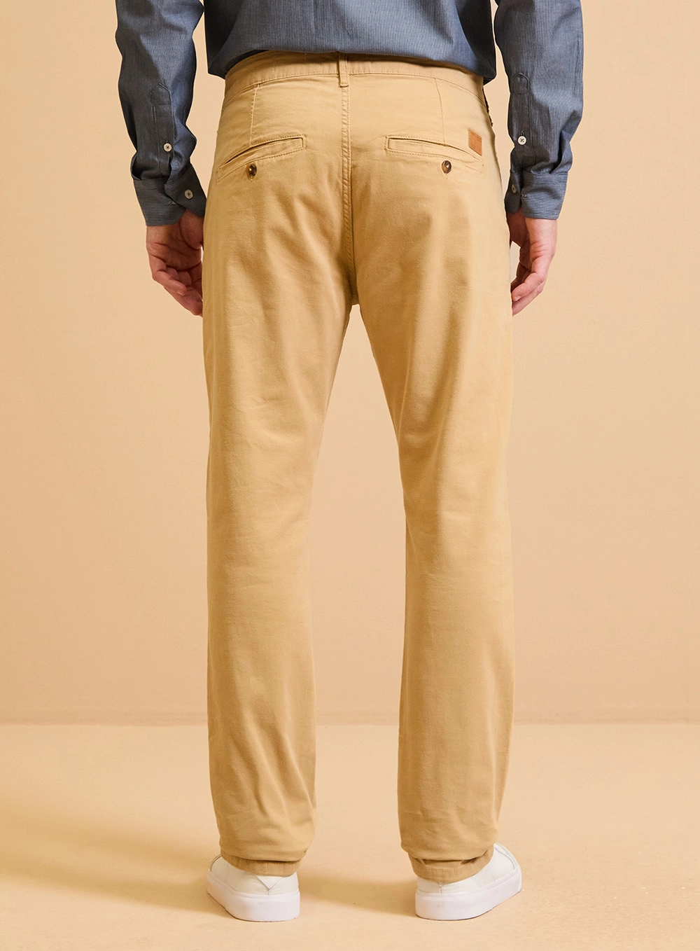 Calça Masculina Sarja Slim Chino Preta - Vitor Bege Soybean 3