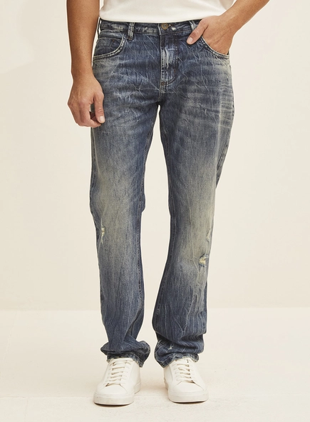 Calça Masculina Jeans Slim Detalhe Puído - Paul