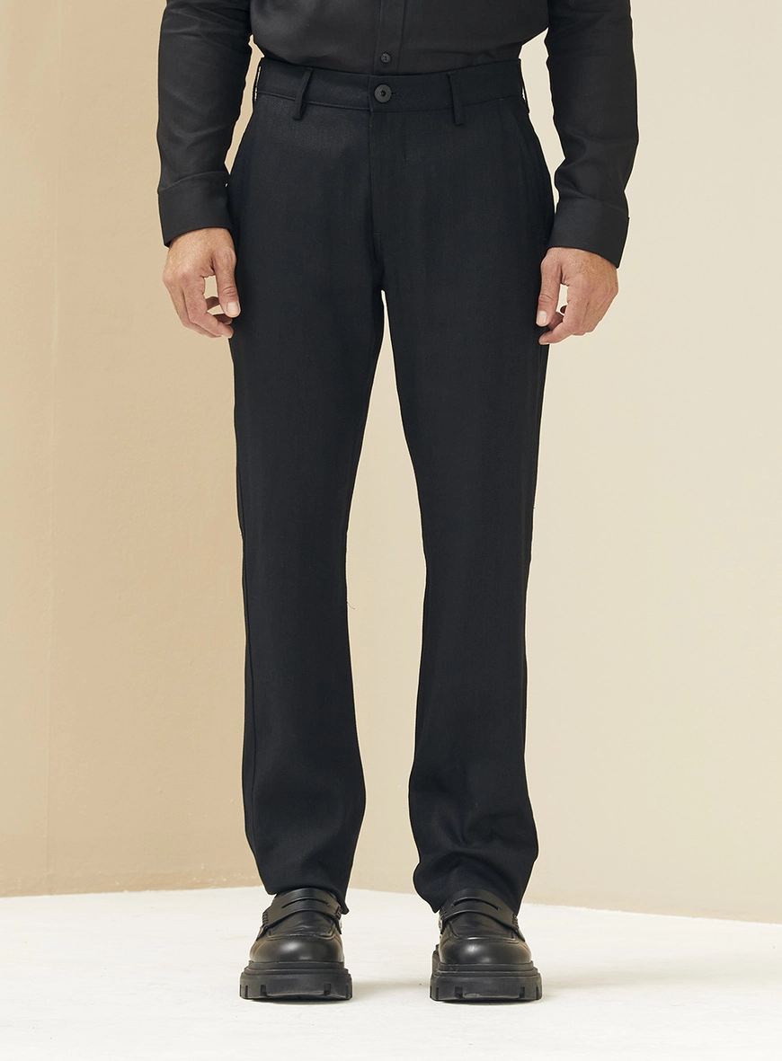 Calça Alfaiataria Em Linho Vitor Preto