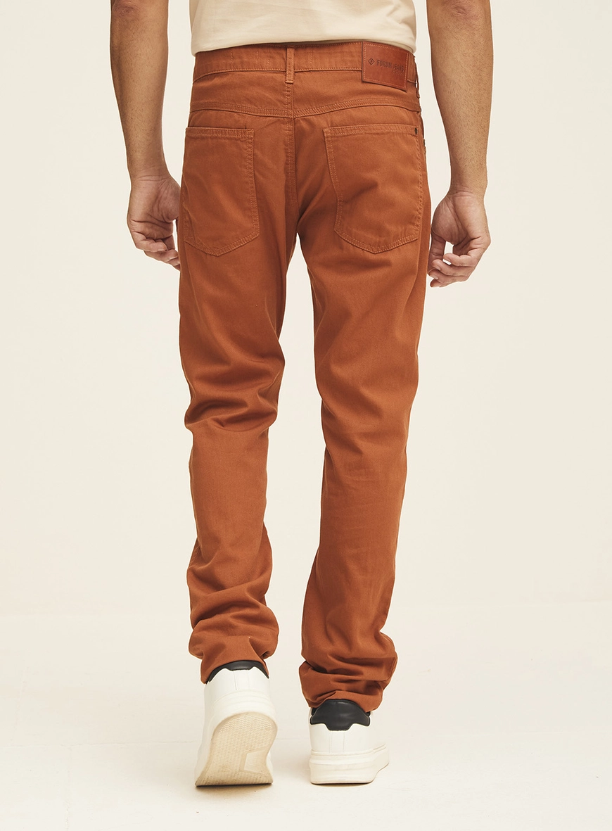 Calça Masculina Sarja Paul Slim Marrom Zeus