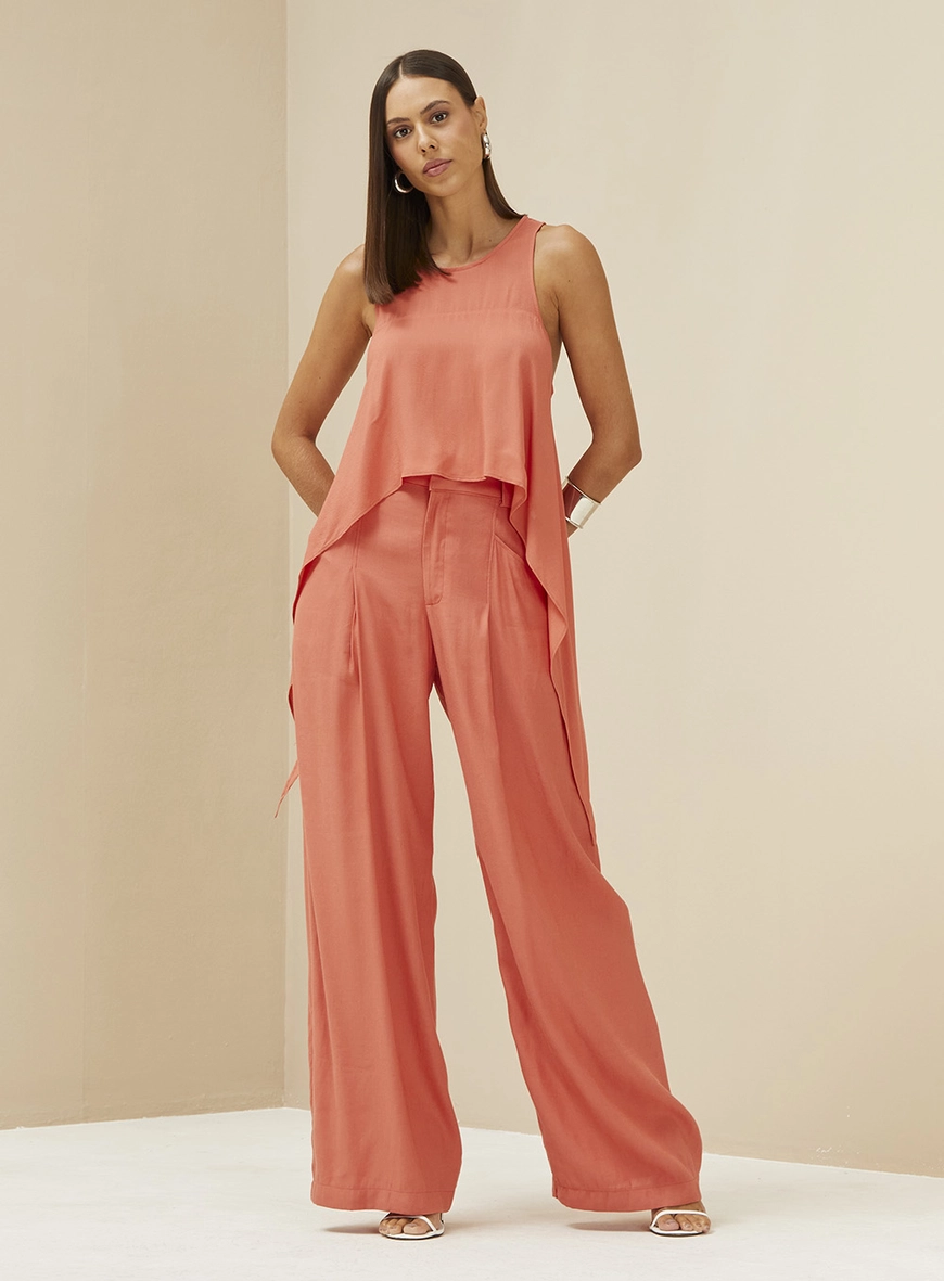 Calça Alfaiataria Reta Solta Vermelho